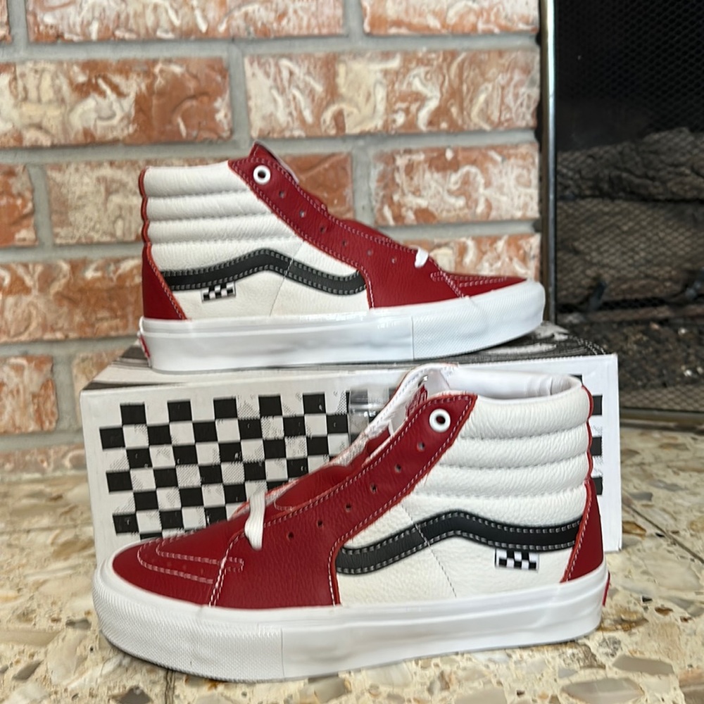 Vans Skate Sk8 hi Sport leather chilly pepper true white pop Cush
